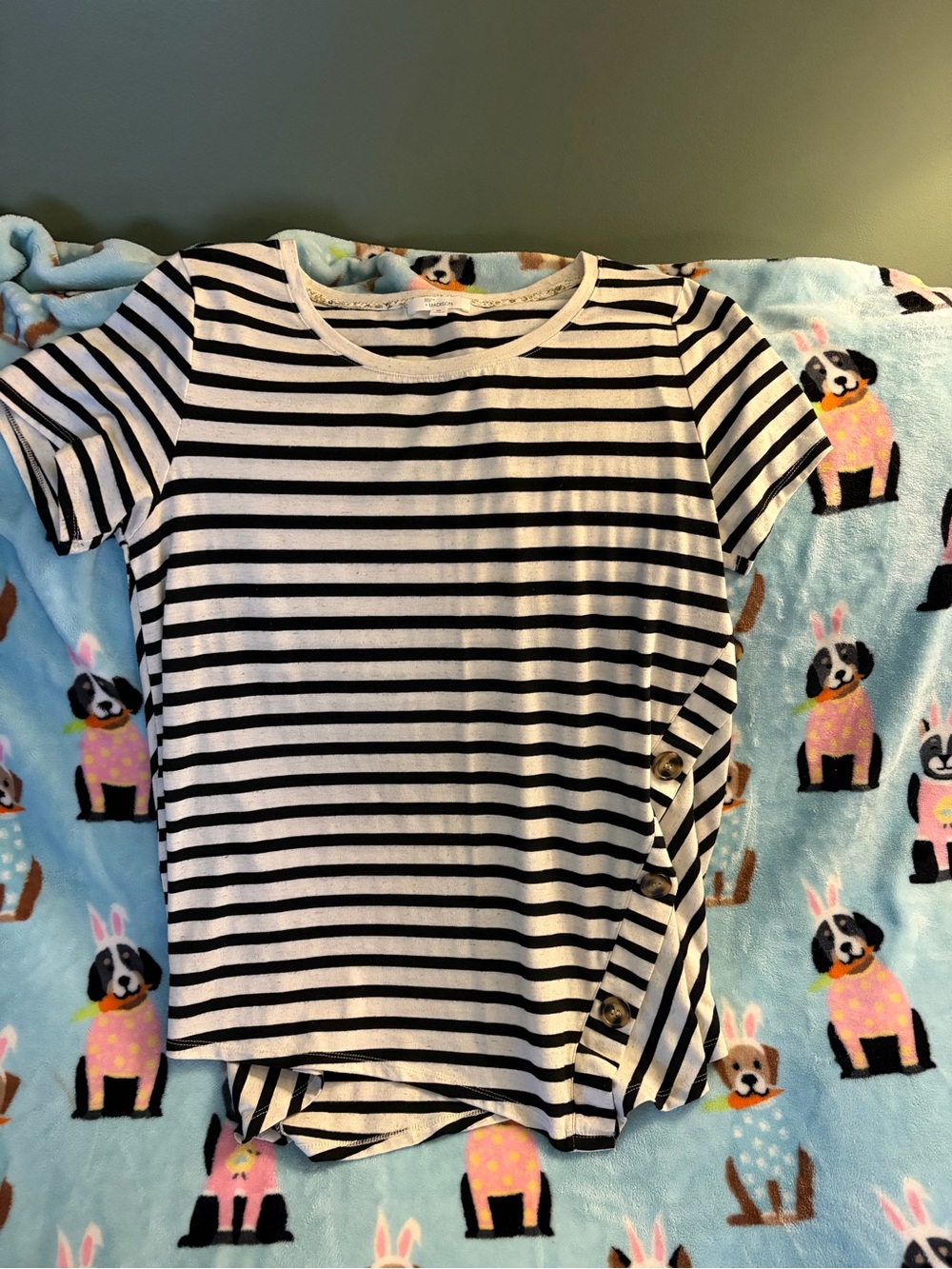 Black & White Striped Short Sleeve Top